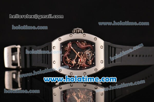 Richard Mille Tourbillon RM 057 Dragon Swiss ETA 2824 Automatic Steel Case with Black Rubber Strap and Brown Dragon Dial - 1:1 Original - Click Image to Close